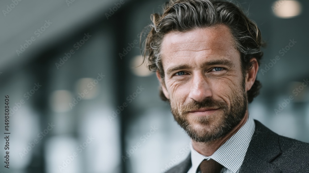 Confident businessman portrait with a charismatic smile in the office area Confident businessman portrait with a charismatic smile in the office area