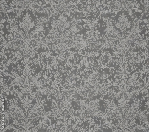 Subtle gray damask, intricate baroque design, seamless lace effect , damask, ornate