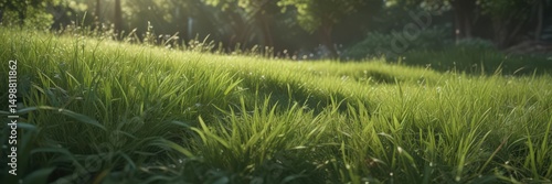 Wallpaper Mural Deep emerald grass, sunlight dappled, serene scene,  emerald,  tranquil Torontodigital.ca