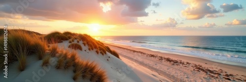 Dune landscape meets North Sea, Langeoog island , nature, Germany