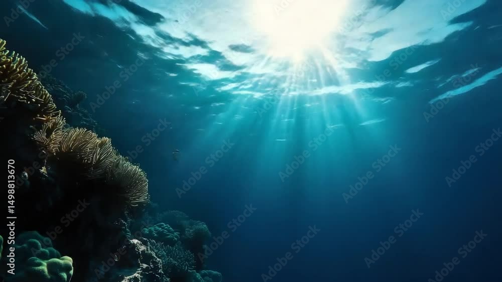 Breathtaking loop of vibrant marine life and coral reefs in a deep blue ocean, captured in Ultra HD. Breathtaking loop of vibrant marine life and coral reefs in a deep blue ocean, captured in Ultra HD.