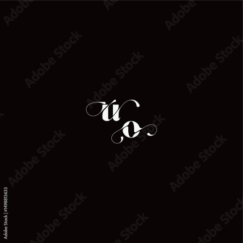 monogram style and elegant concept UO wedding typography initial letter organic hairline logo