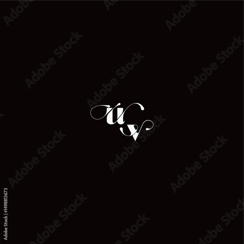 monogram style and elegant concept UV wedding typography initial letter organic hairline logo