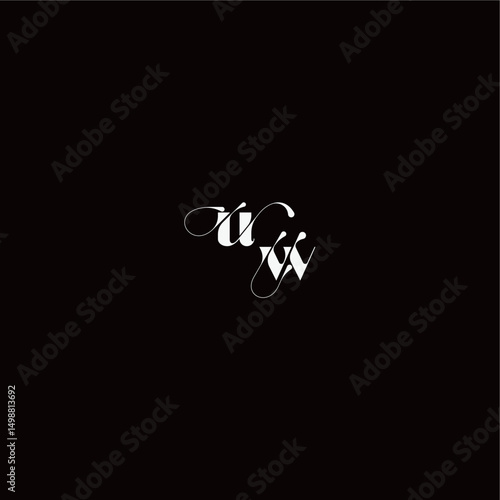 monogram style and elegant concept UW wedding typography initial letter organic hairline logo