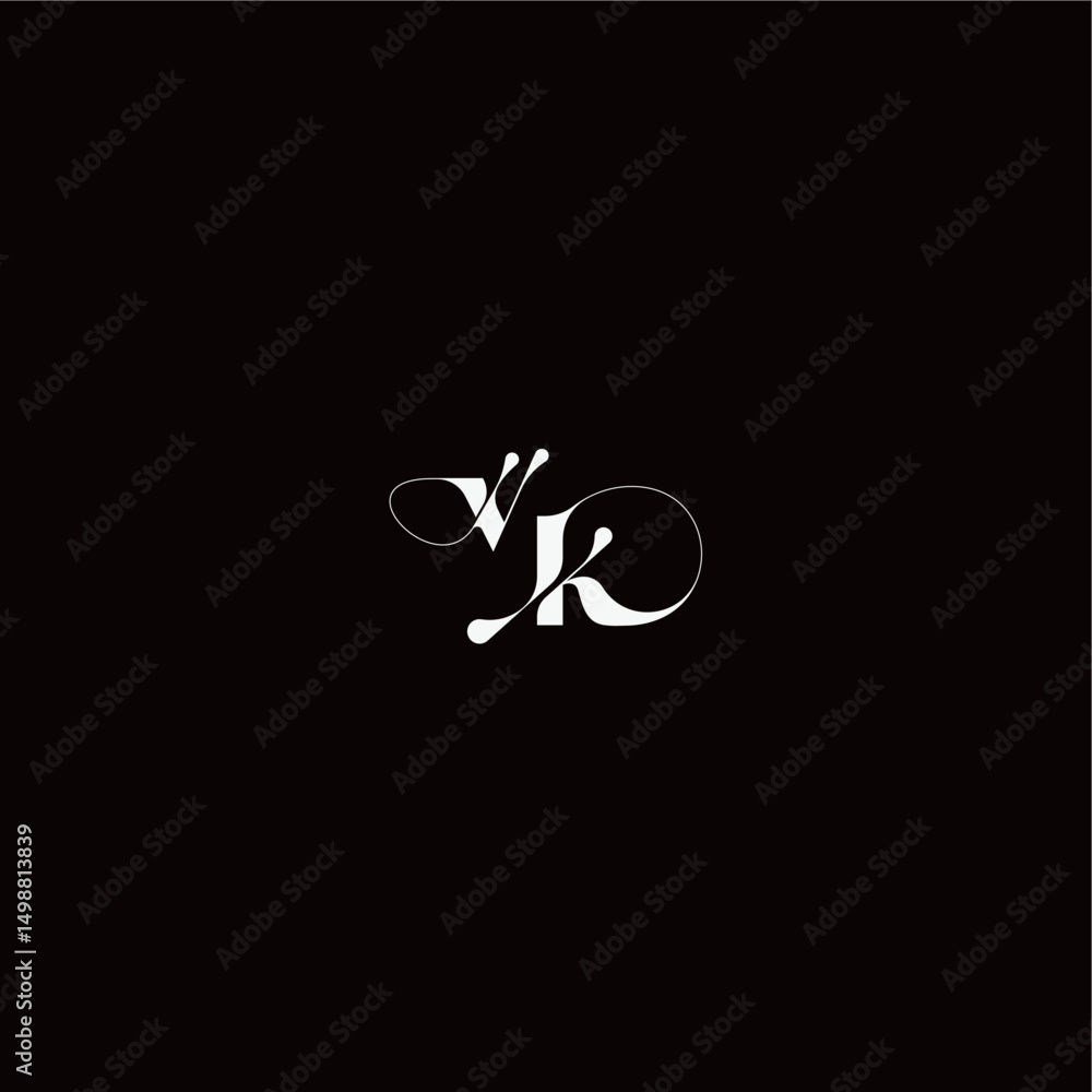 monogram style and elegant concept VK wedding typography initial letter organic hairline logo monogram style and elegant concept VK wedding typography initial letter organic hairline logo