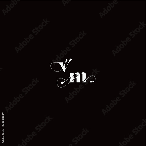 monogram style and elegant concept VM wedding typography initial letter organic hairline logo