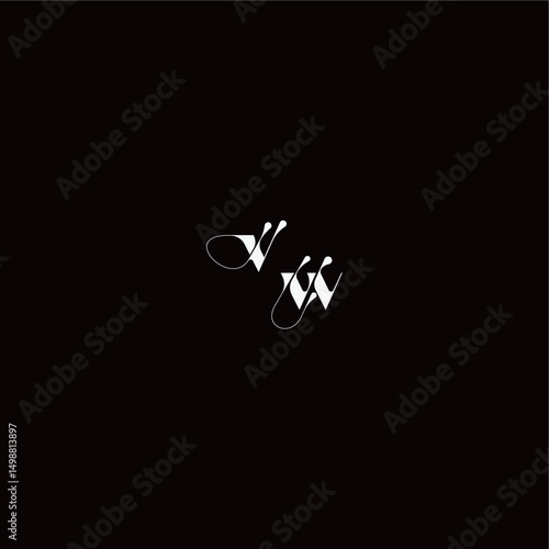 monogram style and elegant concept VW wedding typography initial letter organic hairline logo