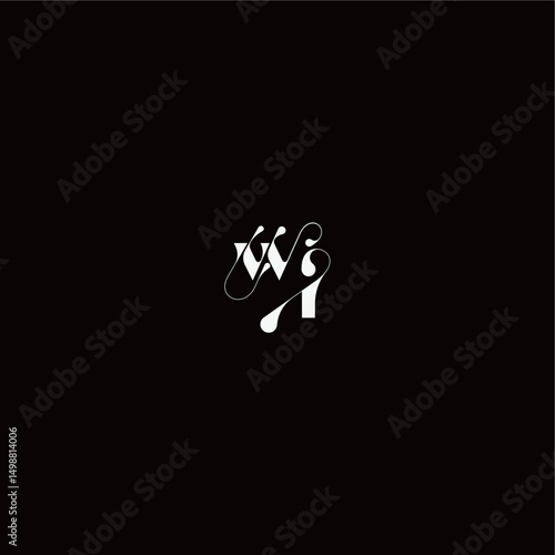 monogram style and elegant concept WI wedding typography initial letter organic hairline logo