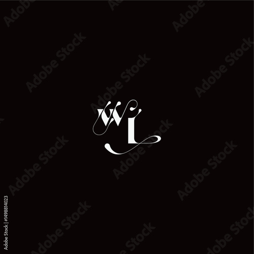 monogram style and elegant concept WL wedding typography initial letter organic hairline logo