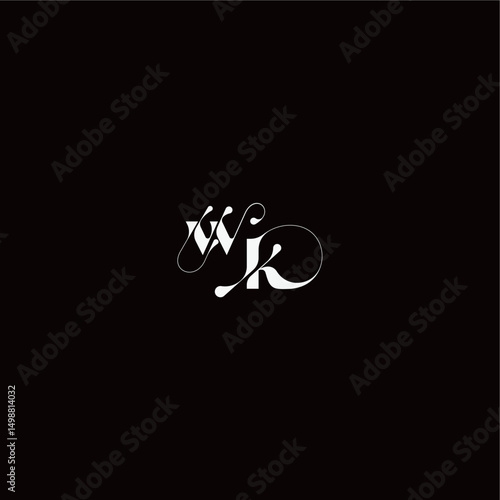 monogram style and elegant concept WK wedding typography initial letter organic hairline logo
