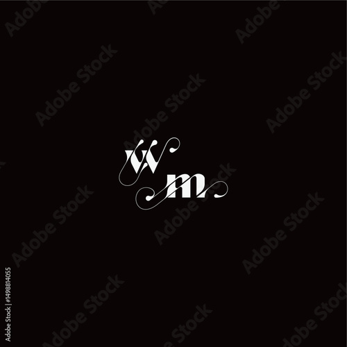 monogram style and elegant concept WM wedding typography initial letter organic hairline logo