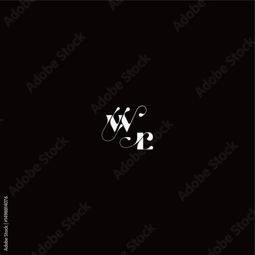 monogram style and elegant concept WR wedding typography initial letter organic hairline logo