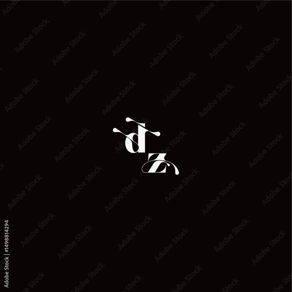 Obraz premium organic hairline logo DZ monogram style and elegant concept wedding typography initial letter