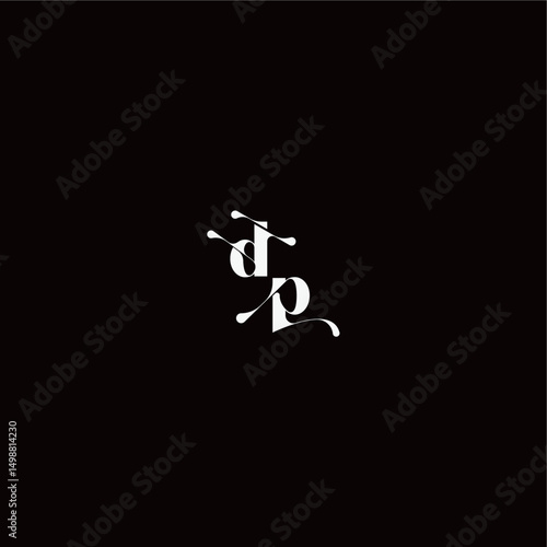 organic hairline logo DP monogram style and elegant concept wedding typography initial letter