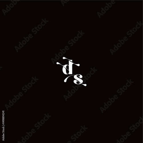 organic hairline logo DS monogram style and elegant concept wedding typography initial letter