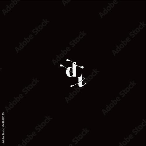 organic hairline logo DT monogram style and elegant concept wedding typography initial letter