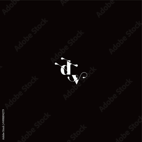 organic hairline logo DV monogram style and elegant concept wedding typography initial letter