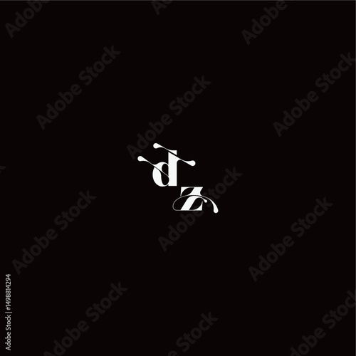 organic hairline logo DZ monogram style and elegant concept wedding typography initial letter