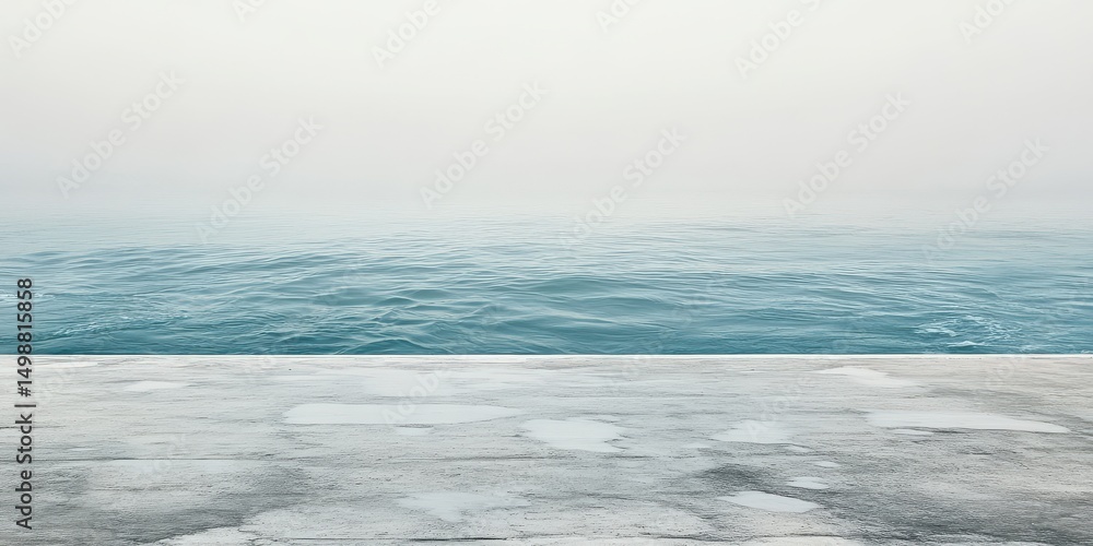 Obraz premium Serene Ocean View Peaceful Tranquil Blue Water Seascape Calm Coastal Scene Minimalist Seashore