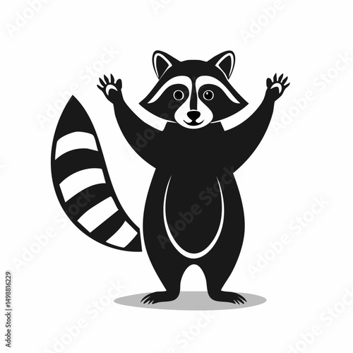 Curious Raccoon Silhouette — Flat 2D Minimalist Vector