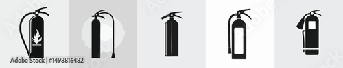 Flat Vector Fire Extinguisher Icons Set | Safety Equipment Symbol for Emergency Use