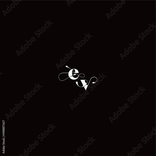 organic hairline logo EV monogram style and elegant concept wedding typography initial letter