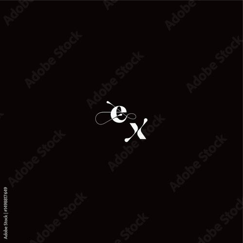organic hairline logo EX monogram style and elegant concept wedding typography initial letter