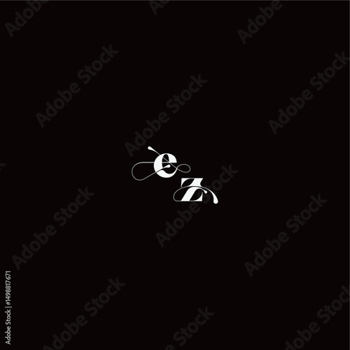 organic hairline logo EZ monogram style and elegant concept wedding typography initial letter