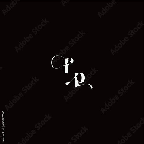 organic hairline logo FP monogram style and elegant concept wedding typography initial letter
