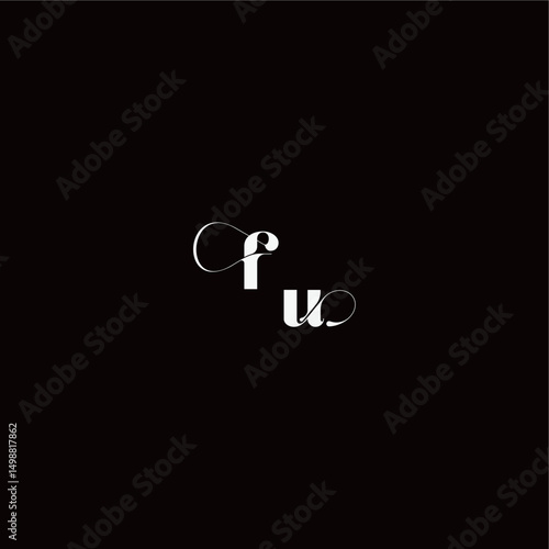organic hairline logo FU monogram style and elegant concept wedding typography initial letter