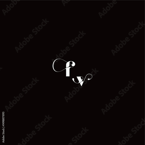 organic hairline logo FV monogram style and elegant concept wedding typography initial letter