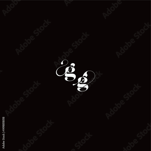 organic hairline logo wedding typography initial letter monogram style and elegant concept GG