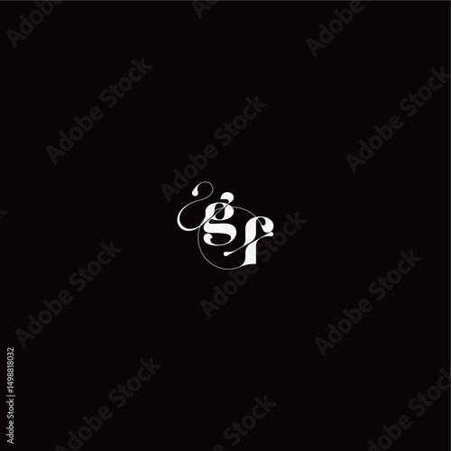 organic hairline logo wedding typography initial letter monogram style and elegant concept GF