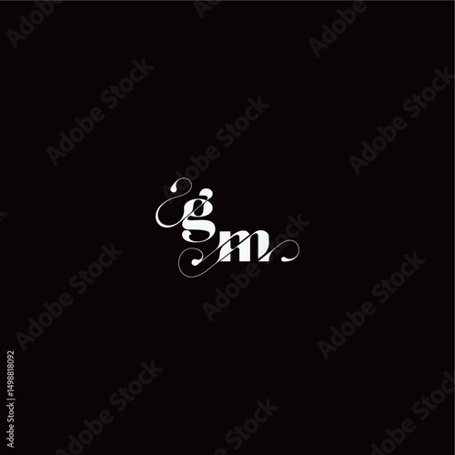 organic hairline logo wedding typography initial letter monogram style and elegant concept GM