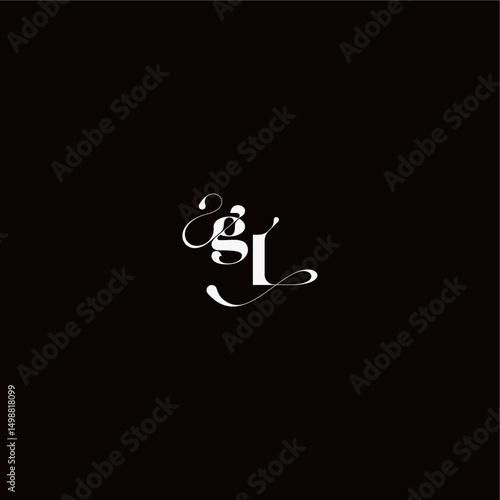 organic hairline logo wedding typography initial letter monogram style and elegant concept GL