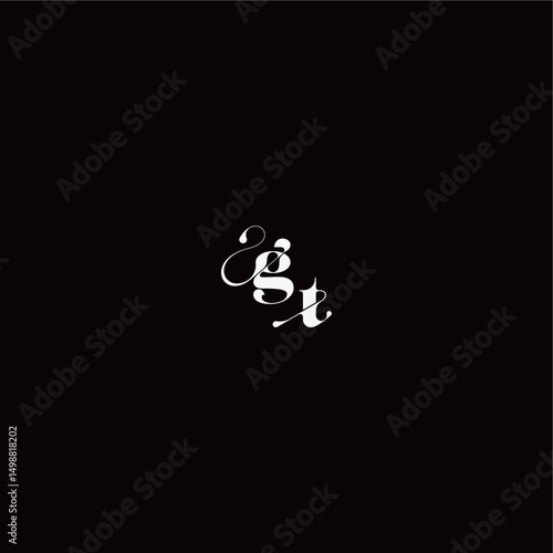 organic hairline logo wedding typography initial letter monogram style and elegant concept GT
