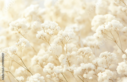 beautiful lilac dried baby's breath flowers against a soft whit background