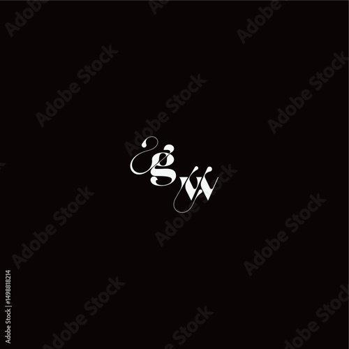 organic hairline logo wedding typography initial letter monogram style and elegant concept GW