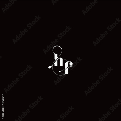 organic hairline logo wedding typography initial letter monogram style and elegant concept HF