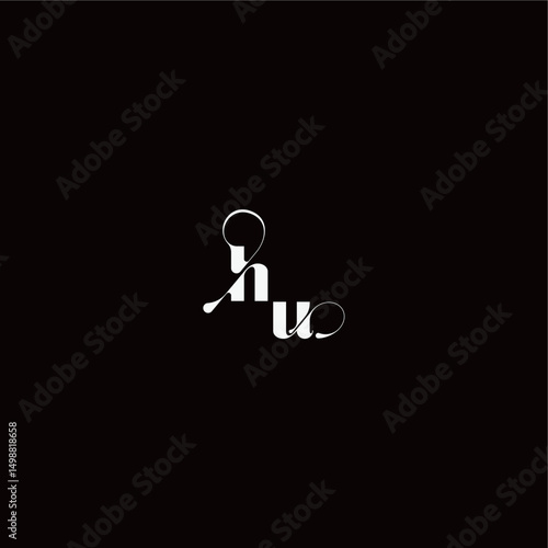 organic hairline logo wedding typography initial letter monogram style and elegant concept HU