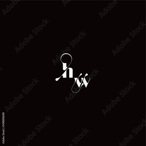 organic hairline logo wedding typography initial letter monogram style and elegant concept HW