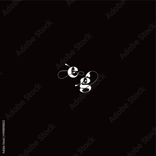 organic hairline logo EG monogram style and elegant concept wedding typography initial letter