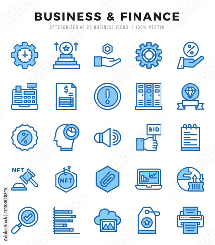 Business & Finance Two Color icons collection. 25 icon set. Vector illustration.