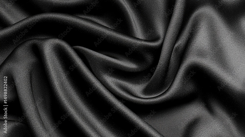 Obraz premium Elegant Black Satin Fabric Texture for Fashion or Design Projects