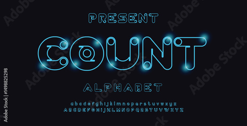 Creative Outline Double line monogram alphabet and tech fonts. Lines font regular uppercase and lowercase. Vector illustration.