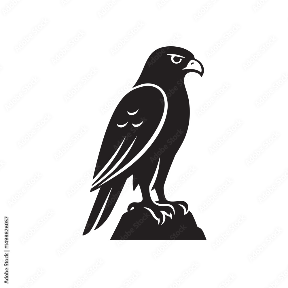 Obraz premium Falcon Wings Folded Standing Silhouette