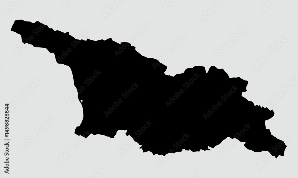 Obraz premium Georgia black silhouette map isolated on grey background 