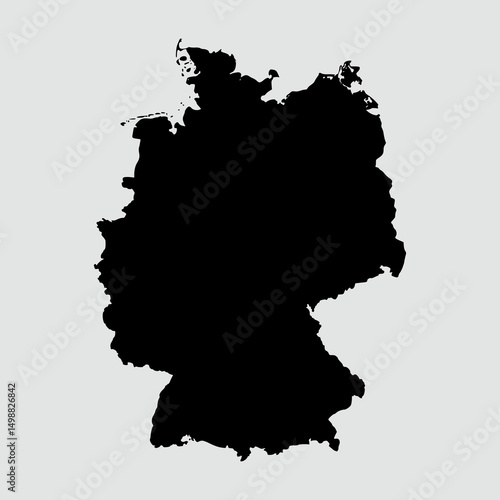 Germany black silhouette map isolated on grey background	