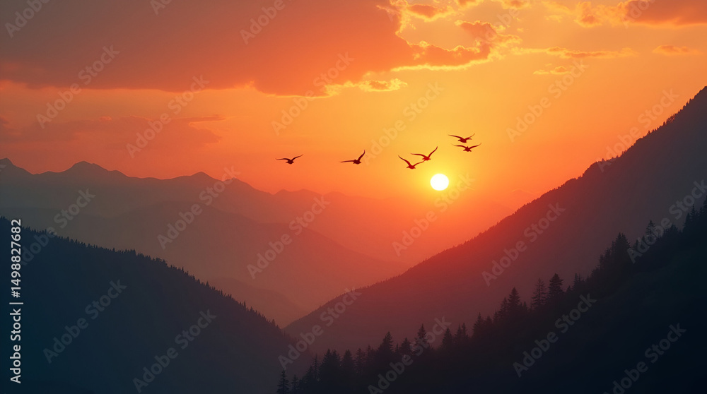 Obraz premium sunset in the mountains