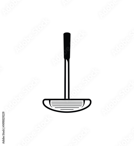 Vector black golf club icon. Game equipment. Professional sport, classic golf club for official competitions and tournaments. Isolated illustration.
